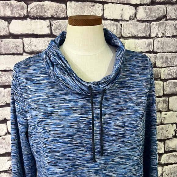 T By Talbots Blue, White & Black Heathered Pullover Sweater Size L - Picture 2 of 7